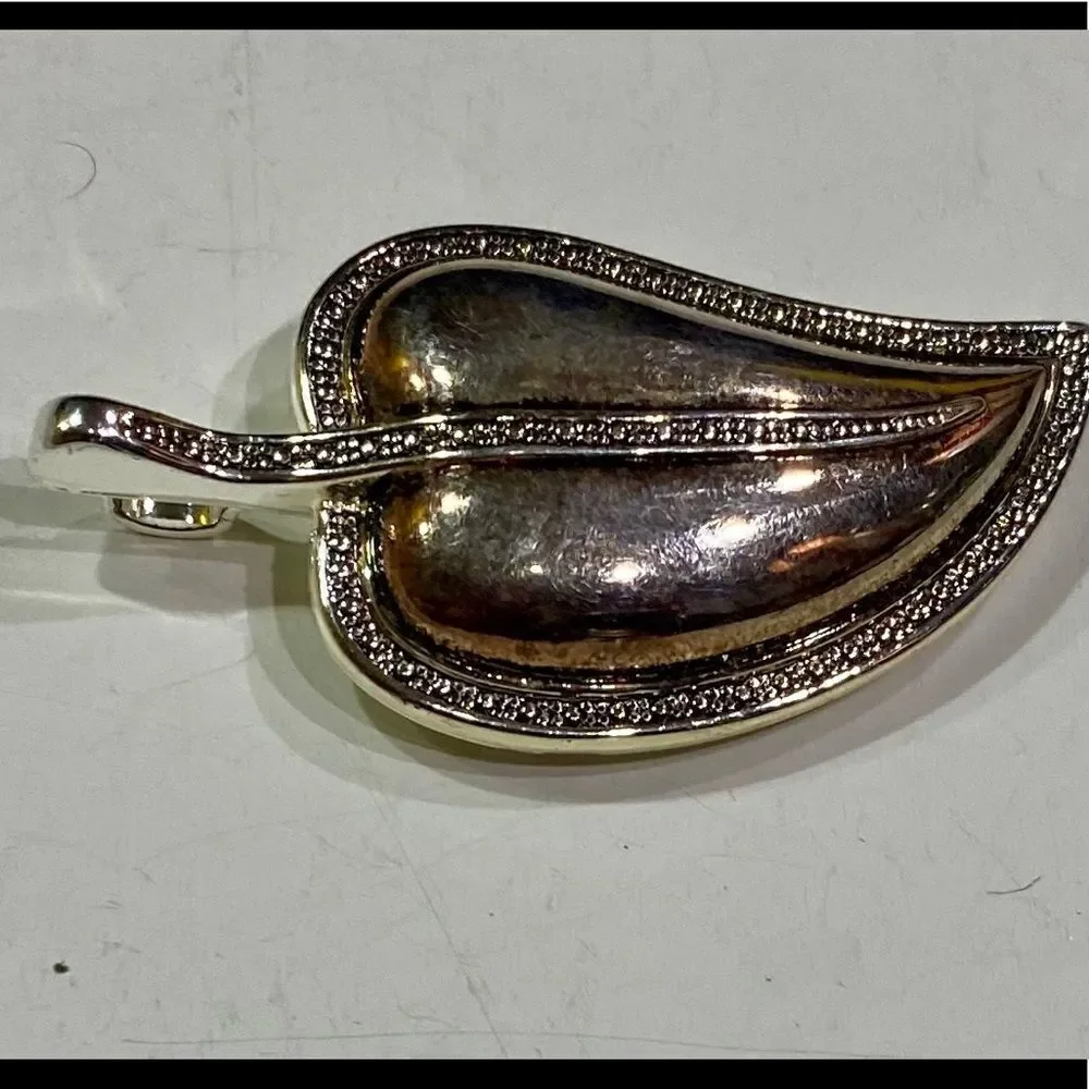 Vintage Leaf Pendant Brooch Signed Best